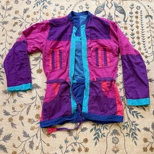 1980s Vintage Reversible Patchwork Jacket Nepal Style Festival Yak Magik Era